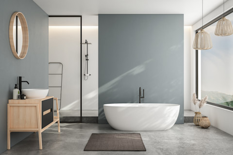 Strak ingerichte minimalistische badkamer met witte tegels en houten accenten, fris en modern design.