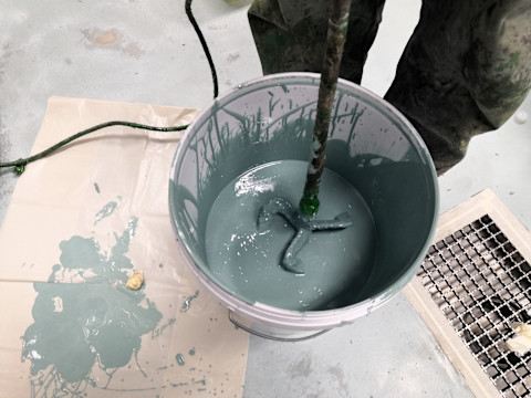 pouring floor over tiles 4
