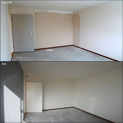 Schilderen muren, plafond boven en houtwerk woning binnenzijde, Voo...